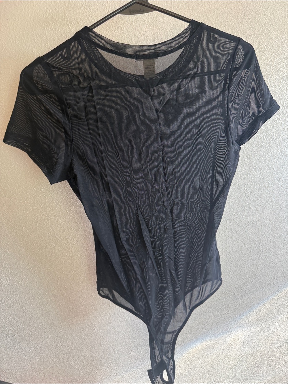 Bozzolo Black Sheer Short-Sleeve Mesh Bodysuit - Picture 3 of 3